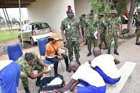 Candidates on arrival for screening at the Nigerian Defence Academy