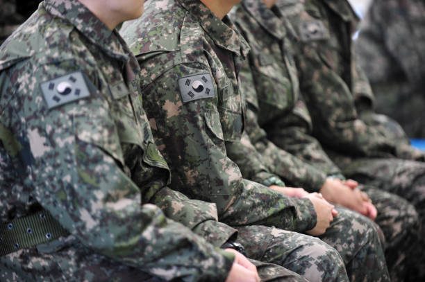 The Korean national flags attached to Korean army uniforms